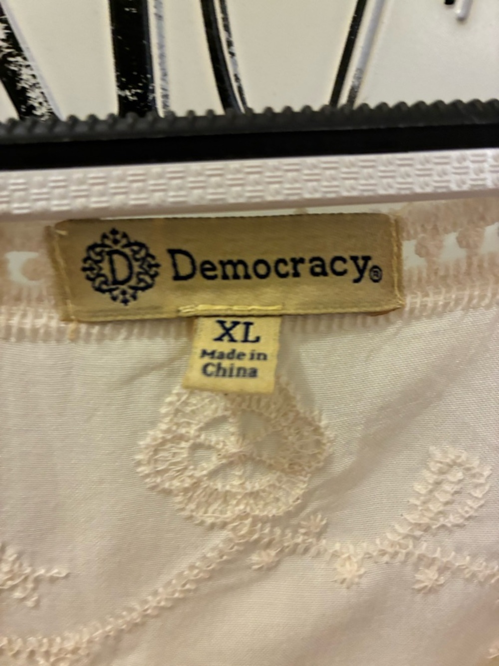 Democracy Cream Eyelet Lace Scoop Neck Flutter Sleeve Top - Picture 7 of 11